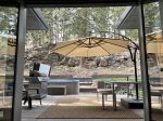 Patio dining, umbrella, hot tub with cover lift, natural gas barbeque